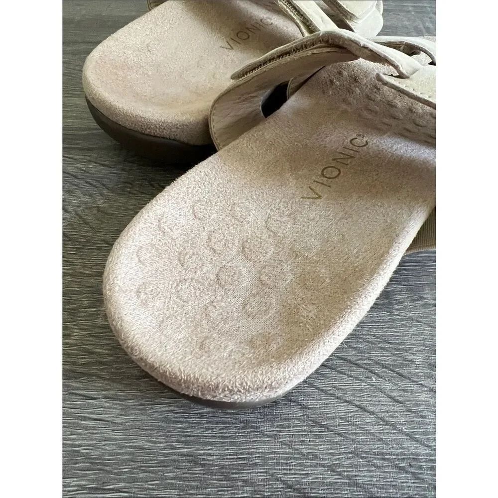 New Vionic Leather Adjustable Slide Sandals - Riley 7.5W - Picture 6 of 6